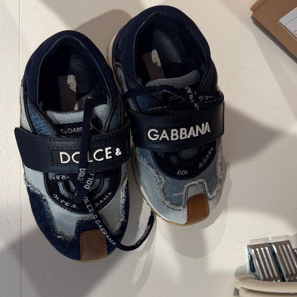 Dolce & Gabbana Kids Navy and Light Blue Sneakers